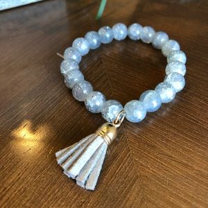 NEW Powder Blue Bead Bracelet with Tassel